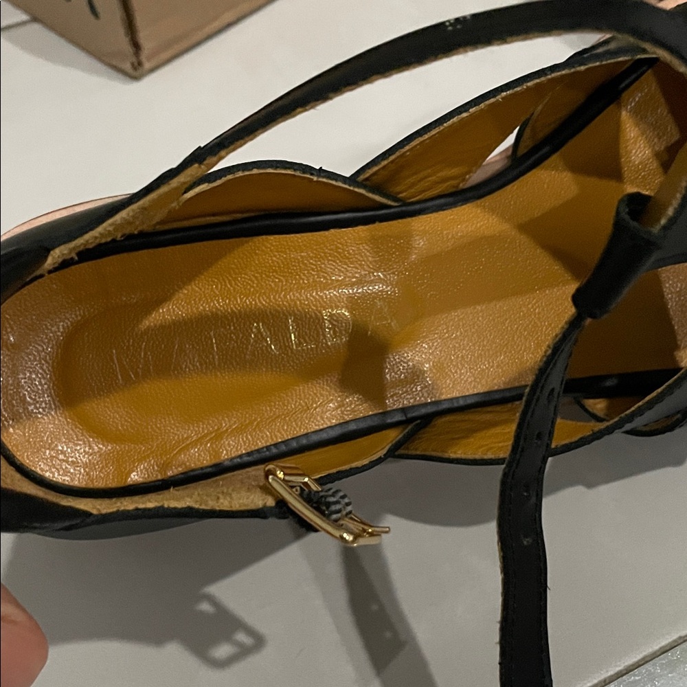 Mafalda Black fisherman Leather Flats with Strap - Picture 3 of 11
